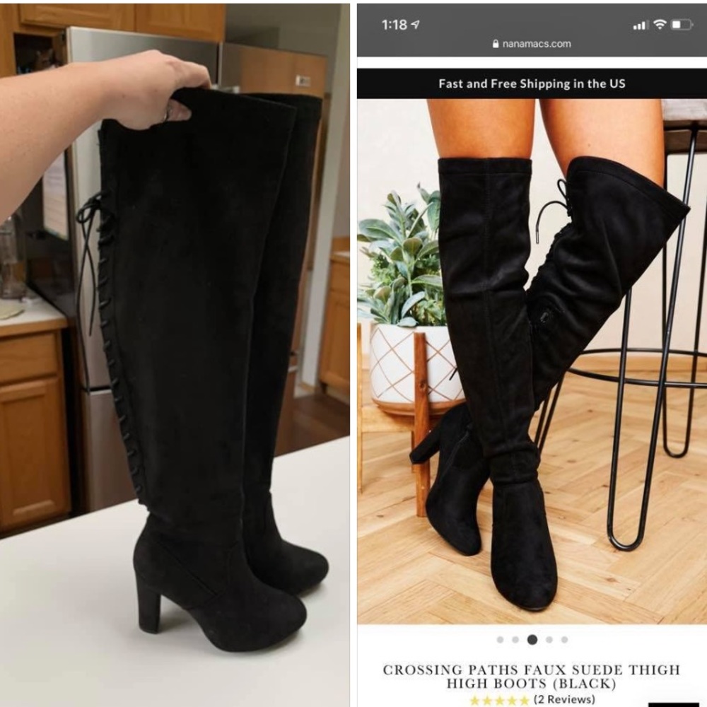 Black suede over the knee boots